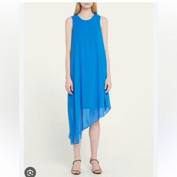 $398 Kobi Halperin Women's Blue Pixie Asymmetric Georgette Midi Dress Size NWOT - Picture 5 of 11